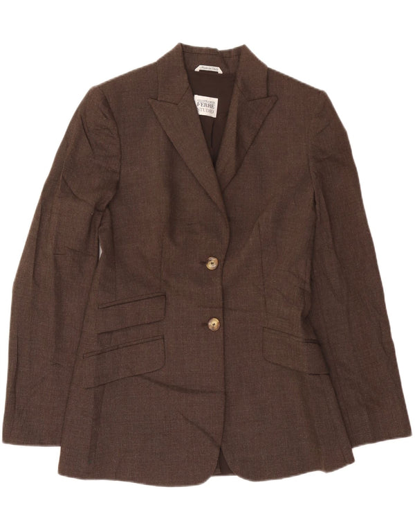 Gianfranco Ferre Womens 2 Button Blazer Jacket UK 12 Medium Brown Wool