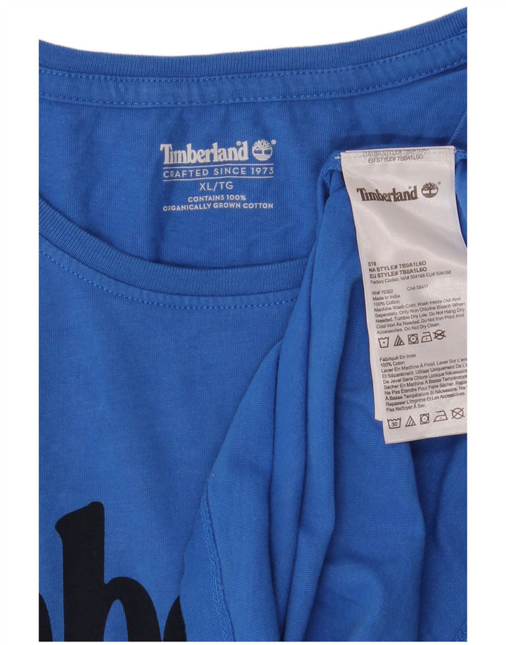 TIMBERLAND Mens Graphic T-Shirt Top XL Blue Cotton