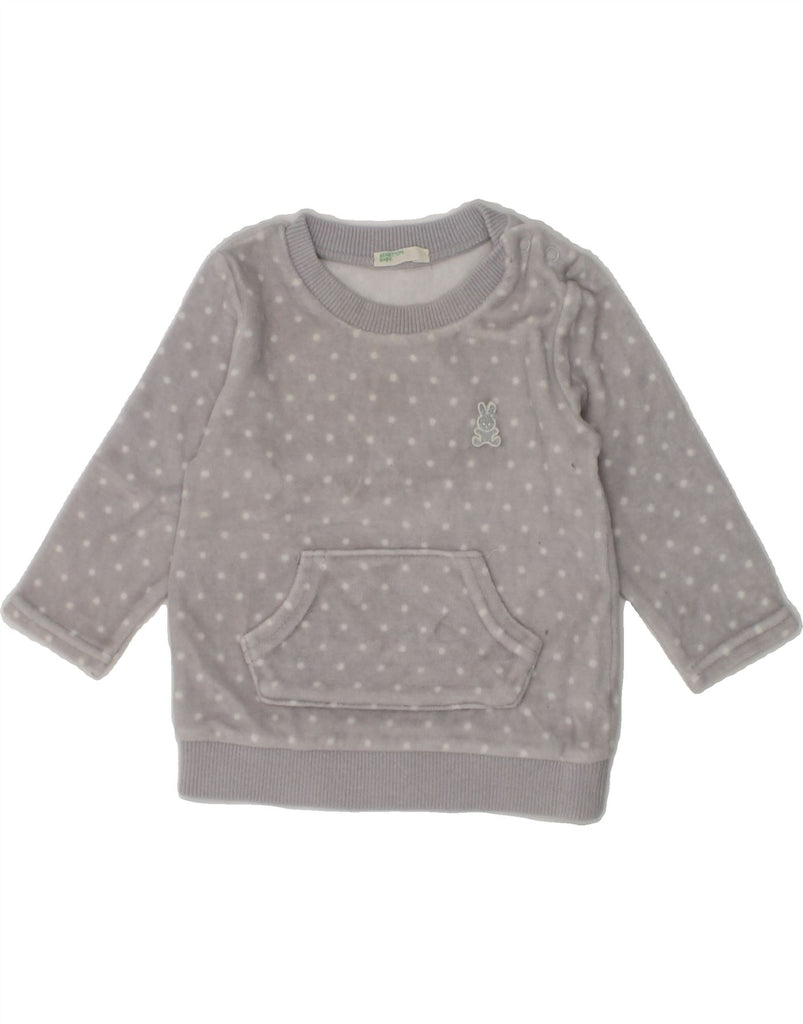 BENETTON Baby Girls Fleece Sweatshirt Jumper 3-6 Months Grey Polka Dot | Vintage Benetton | Thrift | Second-Hand Benetton | Used Clothing | Messina Hembry 