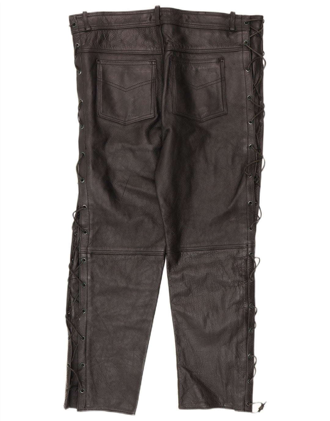 American Eagle Mens Slim Leather Trousers W36 L30 Black Leather