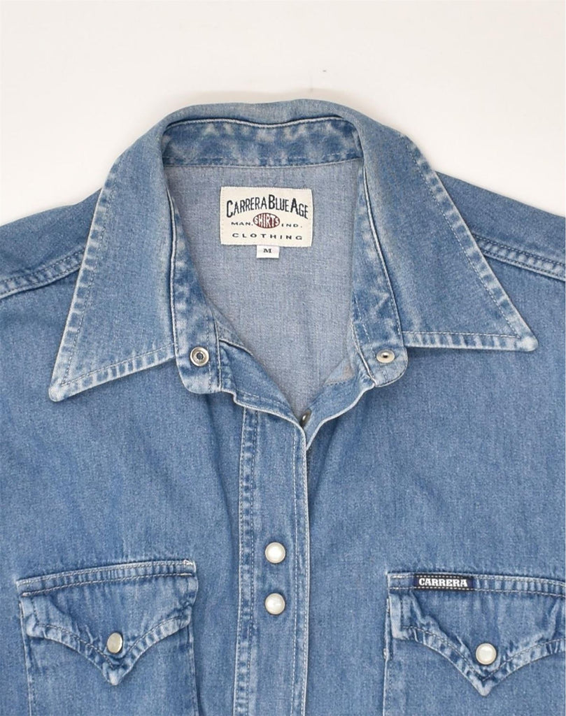 CARRERA Womens Denim Shirt UK 14 Medium Blue Cotton | Vintage Carrera | Thrift | Second-Hand Carrera | Used Clothing | Messina Hembry 