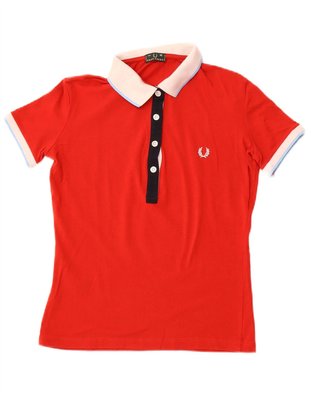FRED PERRY Womens Rugby Polo Shirt UK 12 Medium Red Cotton