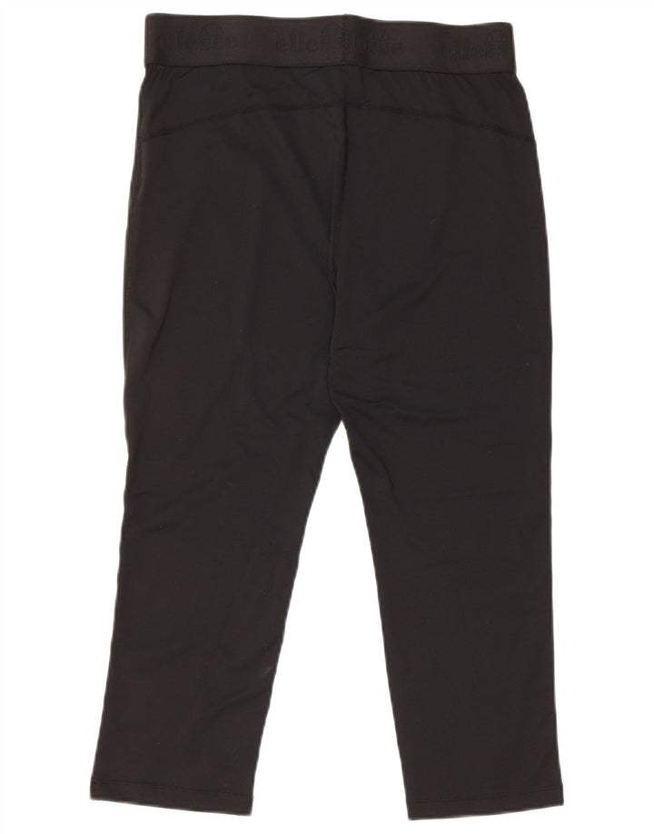 ELLESSE Womens Graphic Capri Leggings UK 14 Medium  Black Polyester