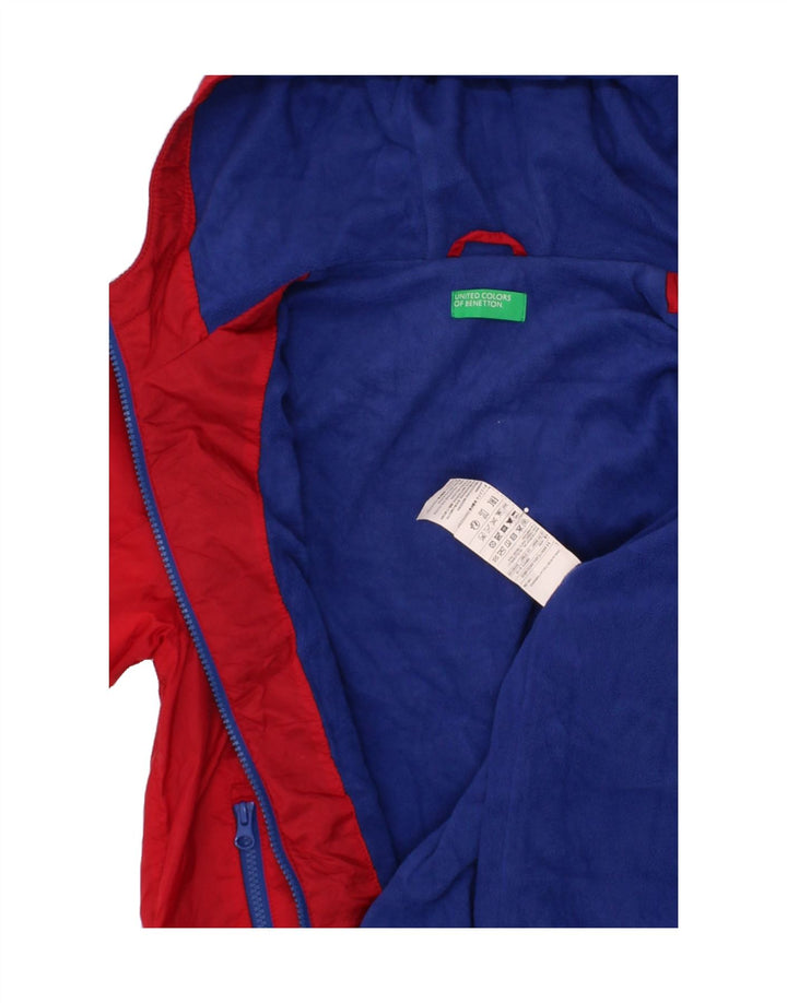 BENETTON Girls Hooded Rain Jacket 8-9 Years Red Polyester Vintage Benetton and Second-Hand Benetton from Messina Hembry 