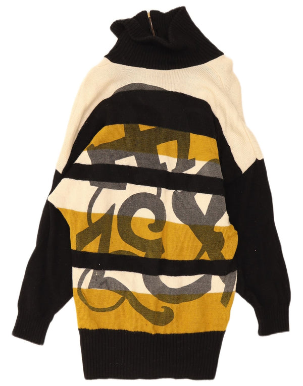 Vintage Womens Zip Neck Jumper Sweater IT42 Medium Multicoloured Striped