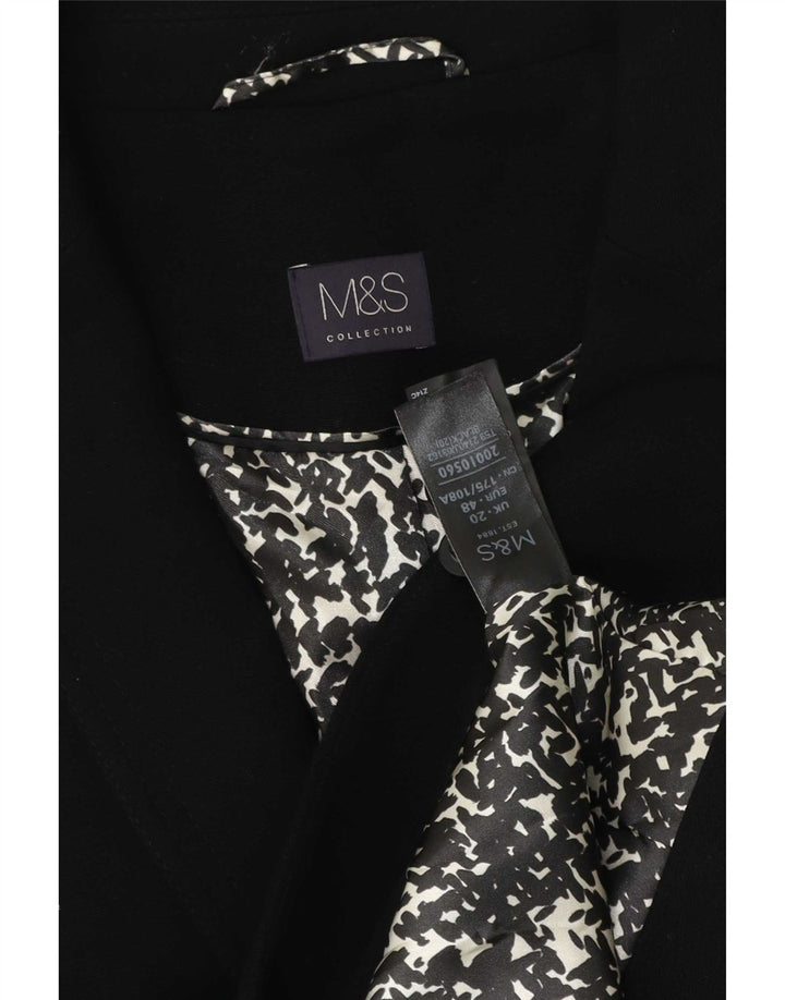 Marks & Spencer Womens 1 Button Blazer Jacket UK 20 2XL Black Polyester