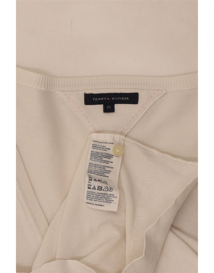 Tommy Hilfiger Womens Cardigan Sweater UK 12 Medium White Cotton