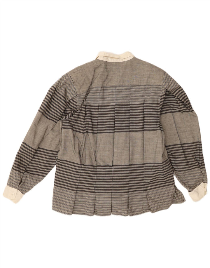Vintage Womens Shirt Blouse IT 44 Medium Grey Striped