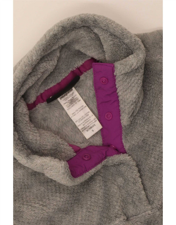 Patagonia Womens Zip Neck Fleece Jumper UK 10 Small Grey Polyester