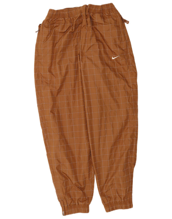 Nike Womens Loose Fit Tracksuit Trousers Joggers UK 12 Medium Brown Check