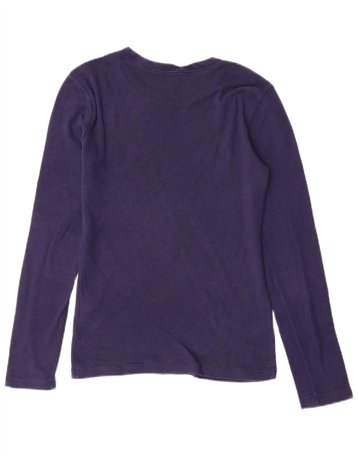 RALPH LAUREN Womens Top Long Sleeve UK 10 Small Navy Blue Cotton