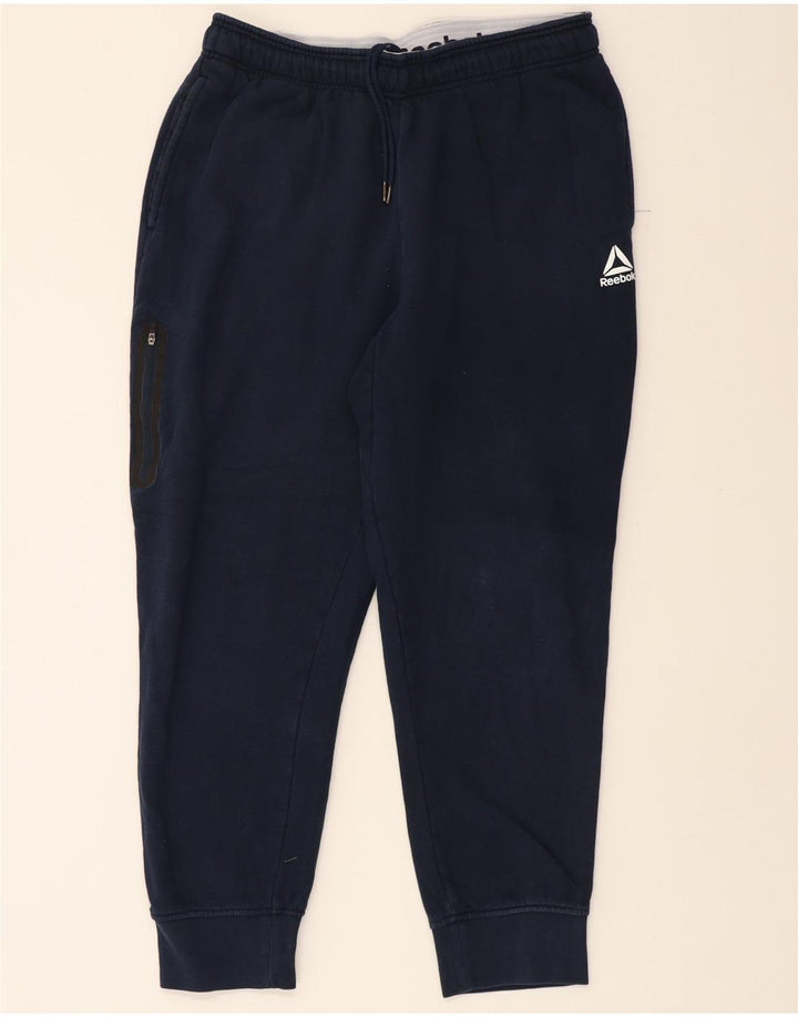 REEBOK Mens Tracksuit Trousers Joggers Large Navy Blue Cotton Vintage Reebok and Second-Hand Reebok from Messina Hembry 