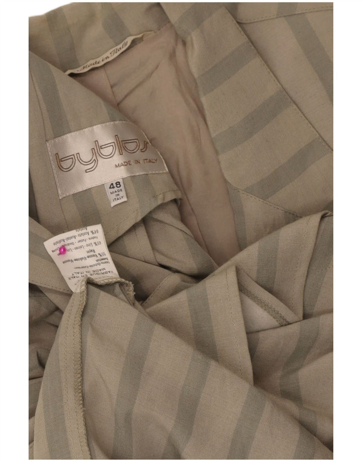 Byblos Mens 2 Button Blazer Jacket IT 48 Medium Grey Striped Viscose