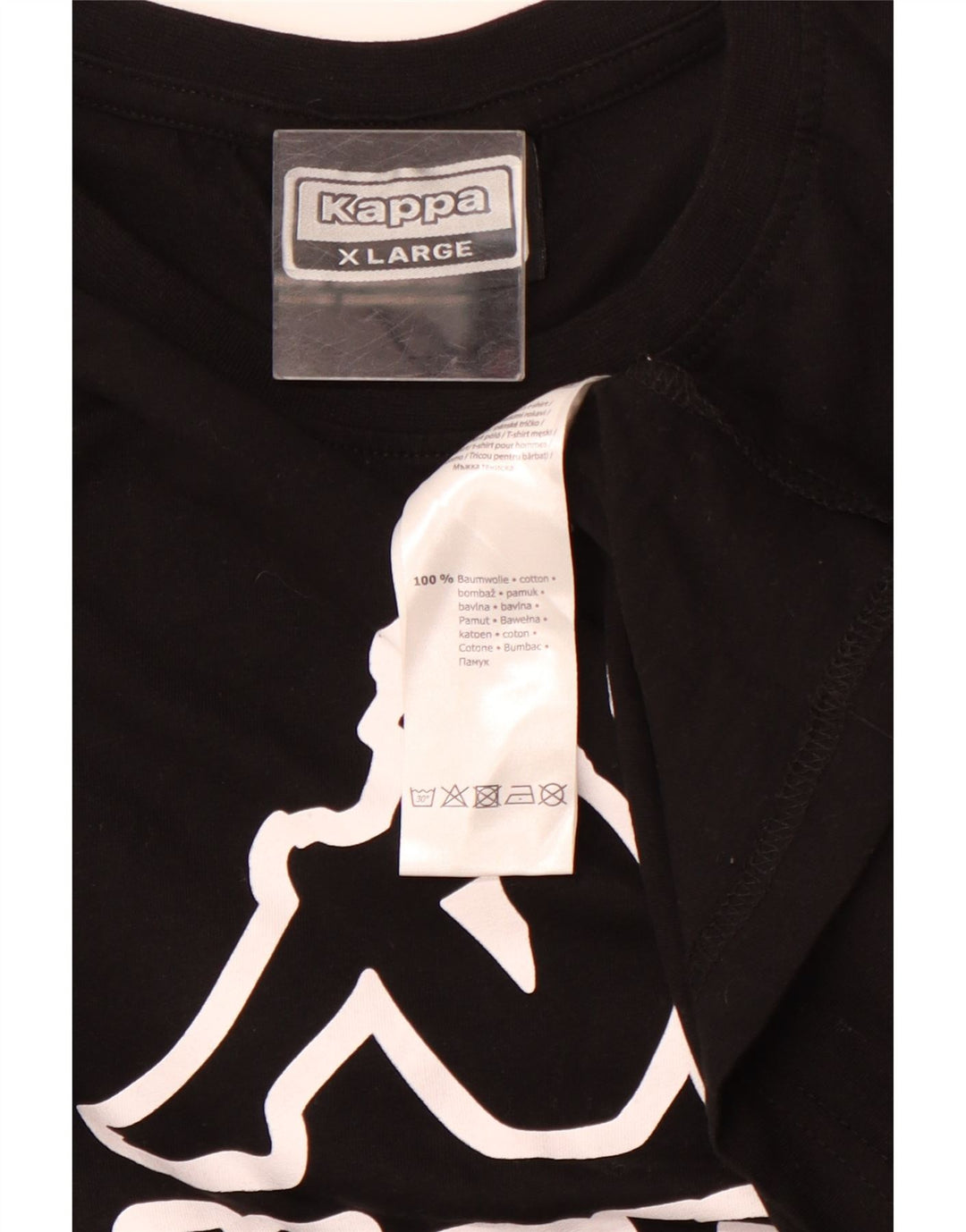 KAPPA Mens Graphic T-Shirt Top XL Black Cotton