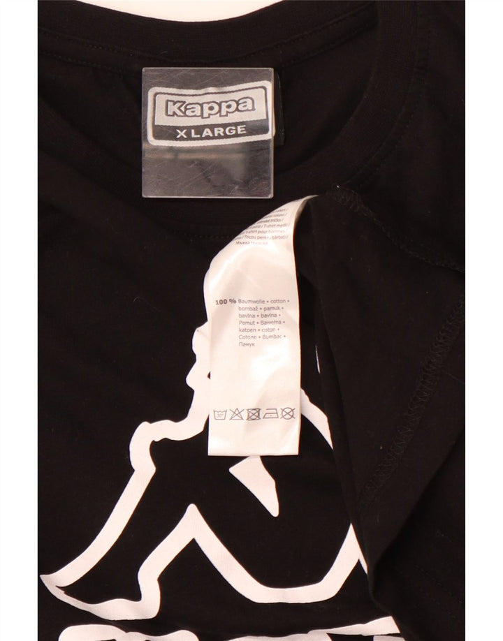 KAPPA Mens Graphic T-Shirt Top XL Black Cotton