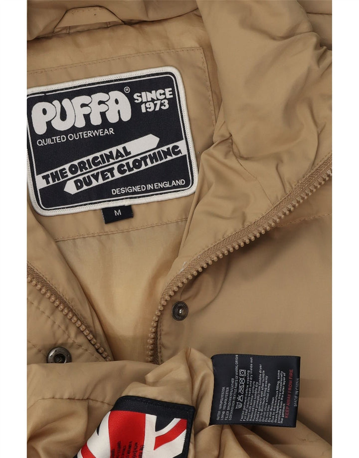 Puffa Womens Padded Coat UK 14 Medium Beige Polyester