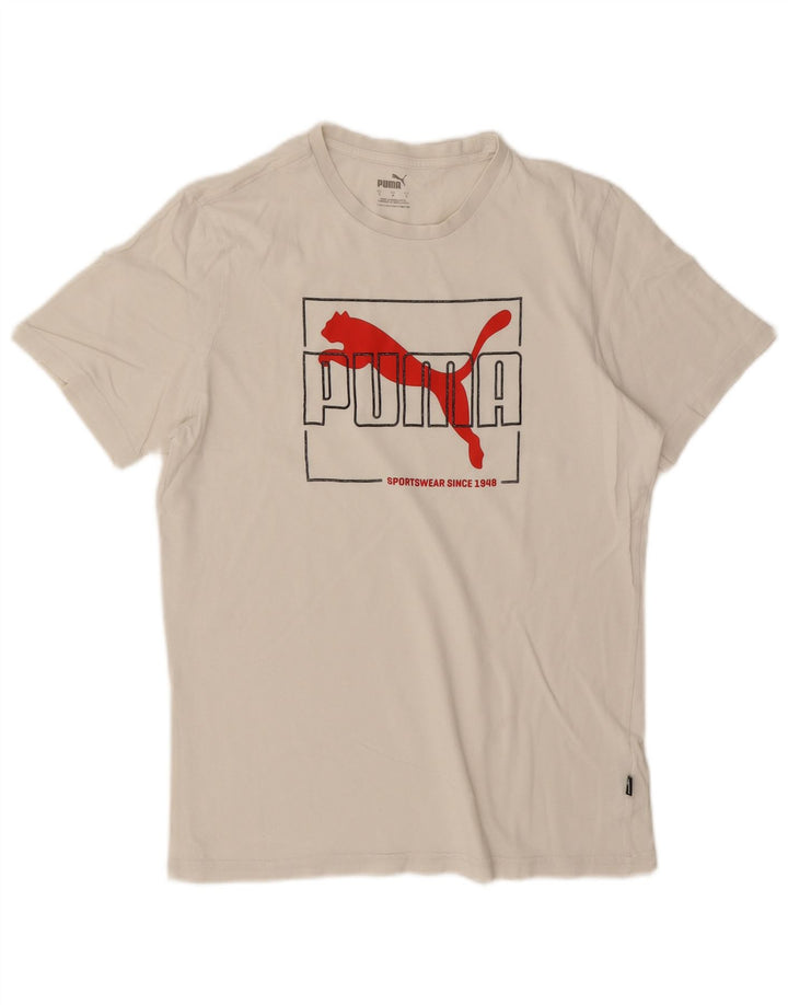 Puma Mens Graphic T-Shirt Top Small White Cotton