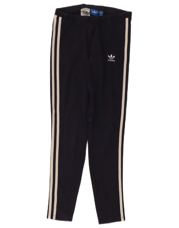Adidas Womens Leggings UK 8 Small Navy Blue Cotton