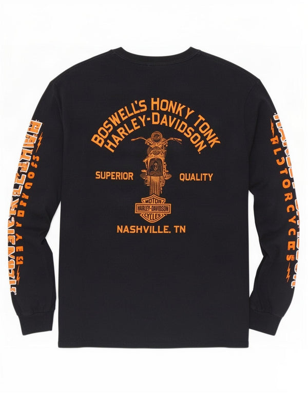 Harley Davidson Mens Graphic Top Long Sleeve Large Black Cotton