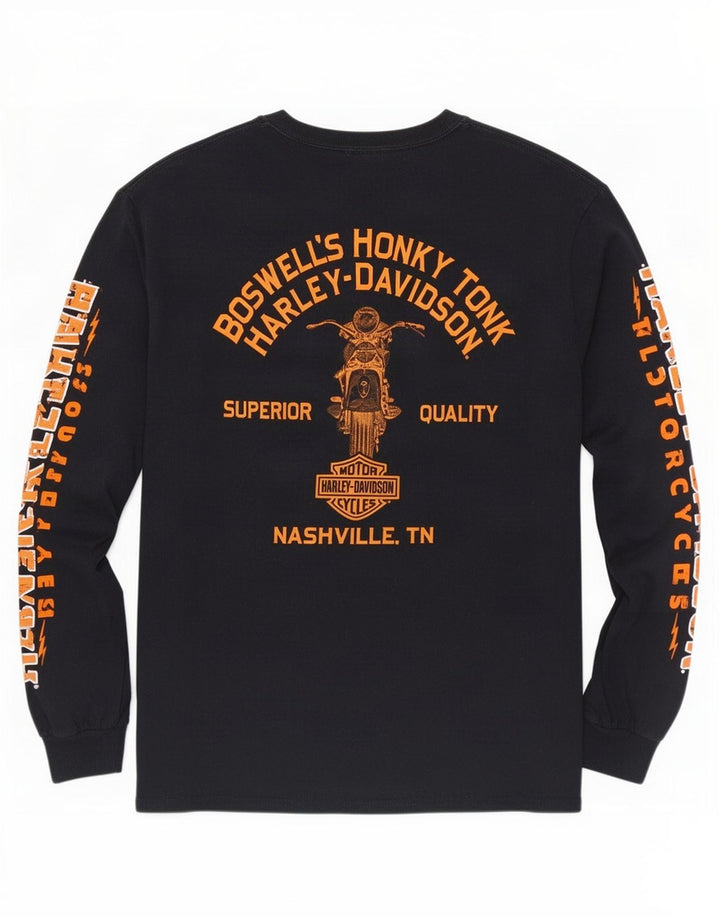 Harley Davidson Mens Graphic Top Long Sleeve Large Black Cotton