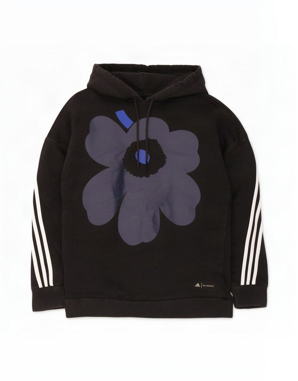 Adidas Womens Marimekko Oversized Hoodie Jumper UK 8/10 Small Black Floral
