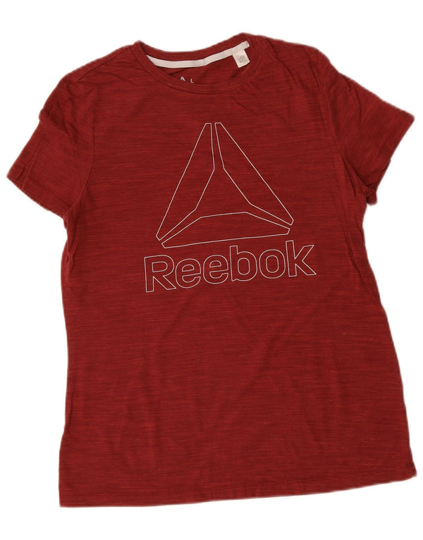 Reebok Womens Graphic T-Shirt Top UK 16/18 Large Burgundy Flecked