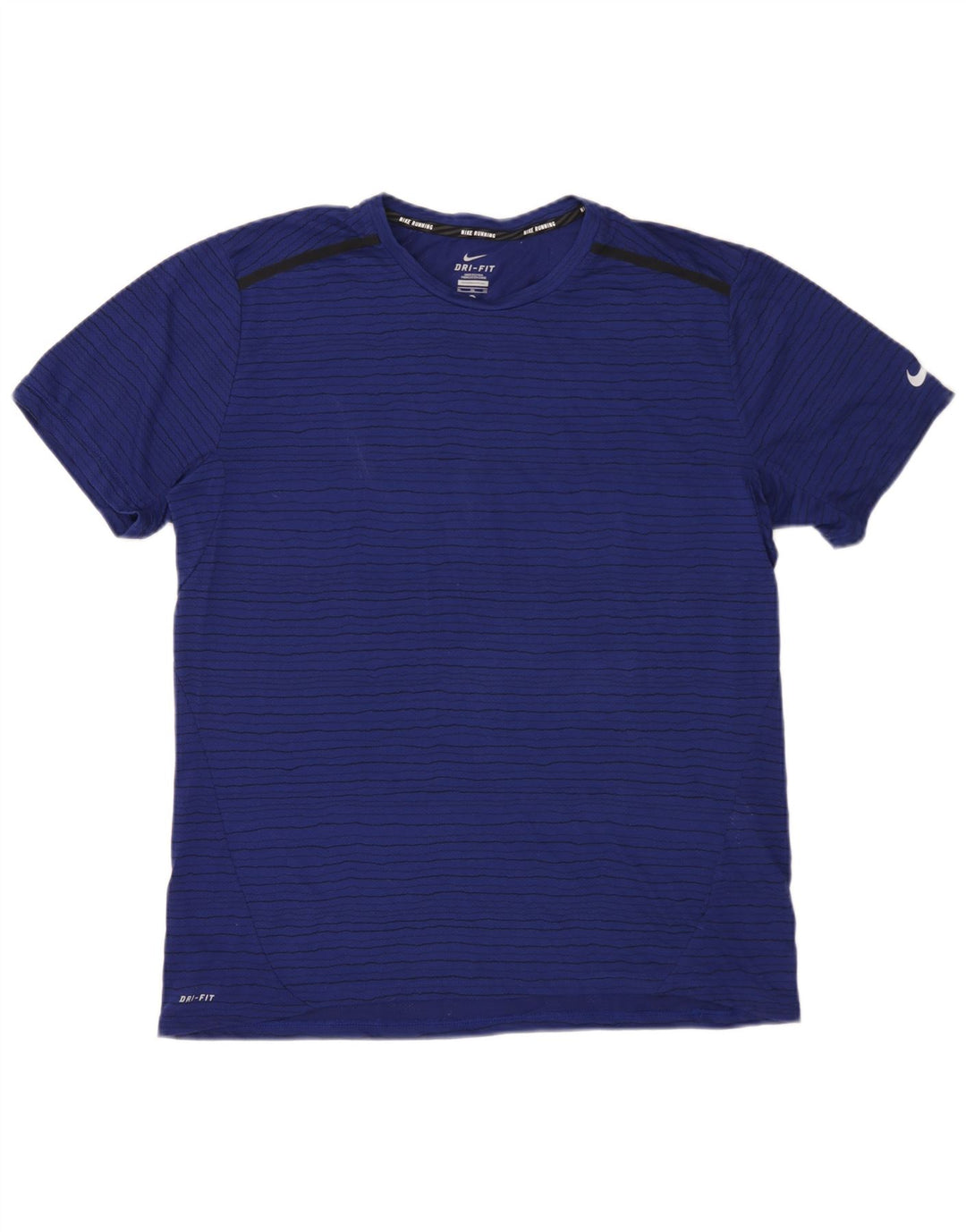 Nike Mens Dri Fit T-Shirt Top XL Navy Blue Striped Polyester