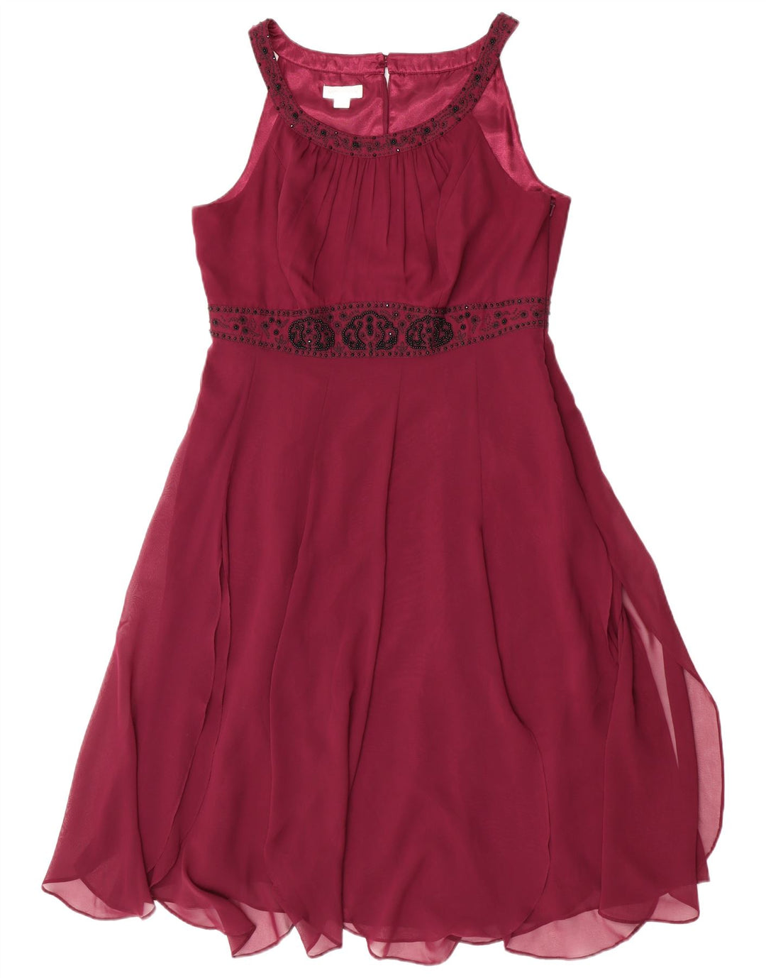Monsoon Womens Sleeveless A-Line Dress UK 16 Large  Maroon Polyester