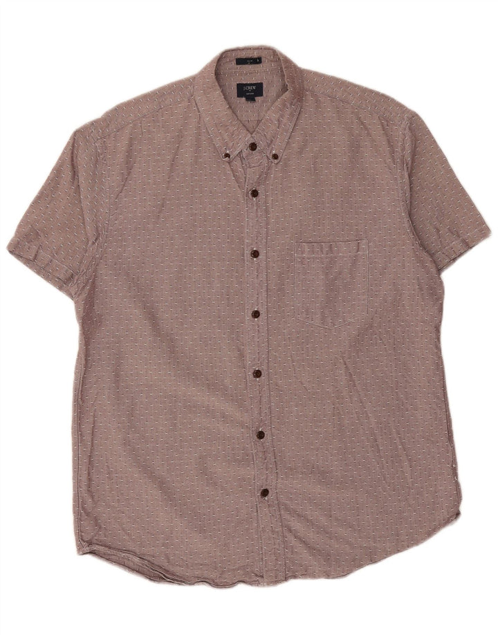 J. Crew Mens Oxford Slim Shirt Large Maroon Spotted Cotton
