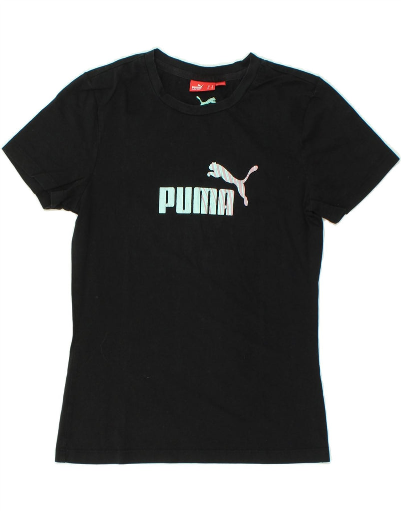 PUMA Womens Graphic T-Shirt Top UK 12 Medium  Black Cotton | Vintage Puma | Thrift | Second-Hand Puma | Used Clothing | Messina Hembry 