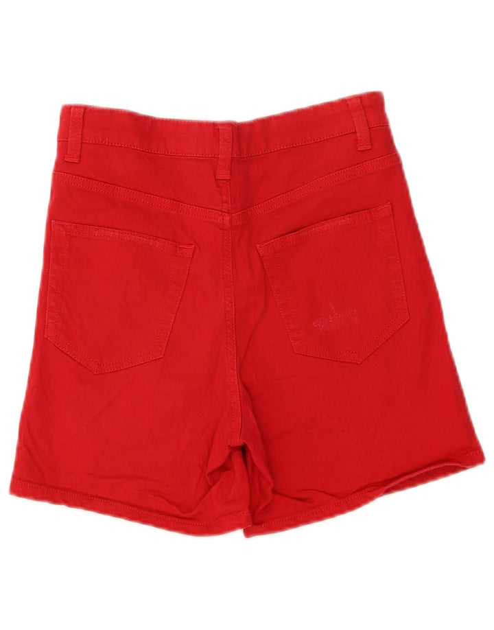 Benetton Womens Distressed Denim Shorts W25 XS Red Cotton