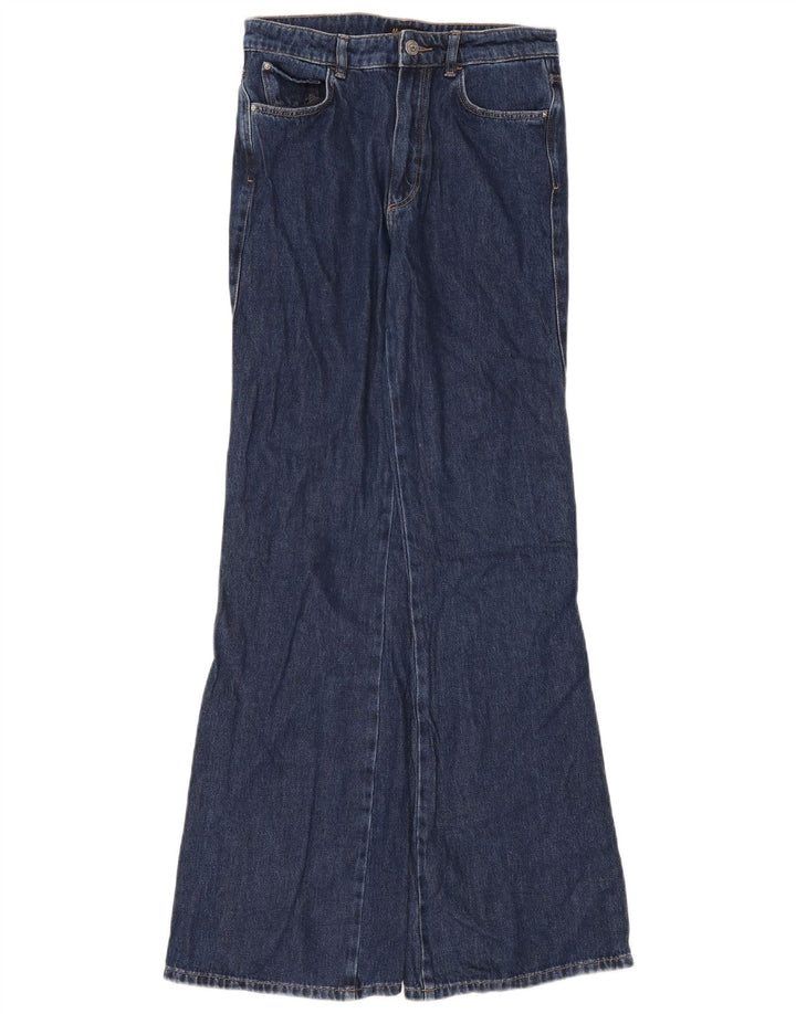 Massimo Dutti Womens Flared Jeans EU 38 Small W28 L34 Navy Blue Cotton