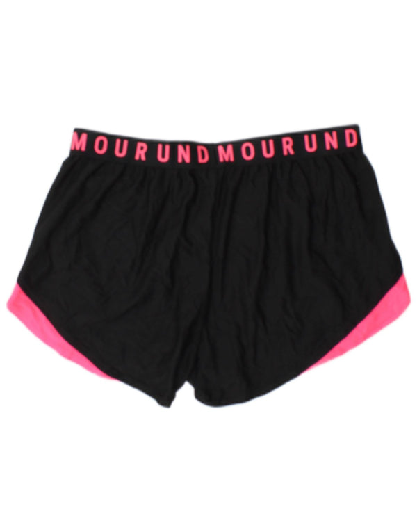 Under Armour Womens Heat Gear Sport Shorts UK 14 Large Black Colourblock