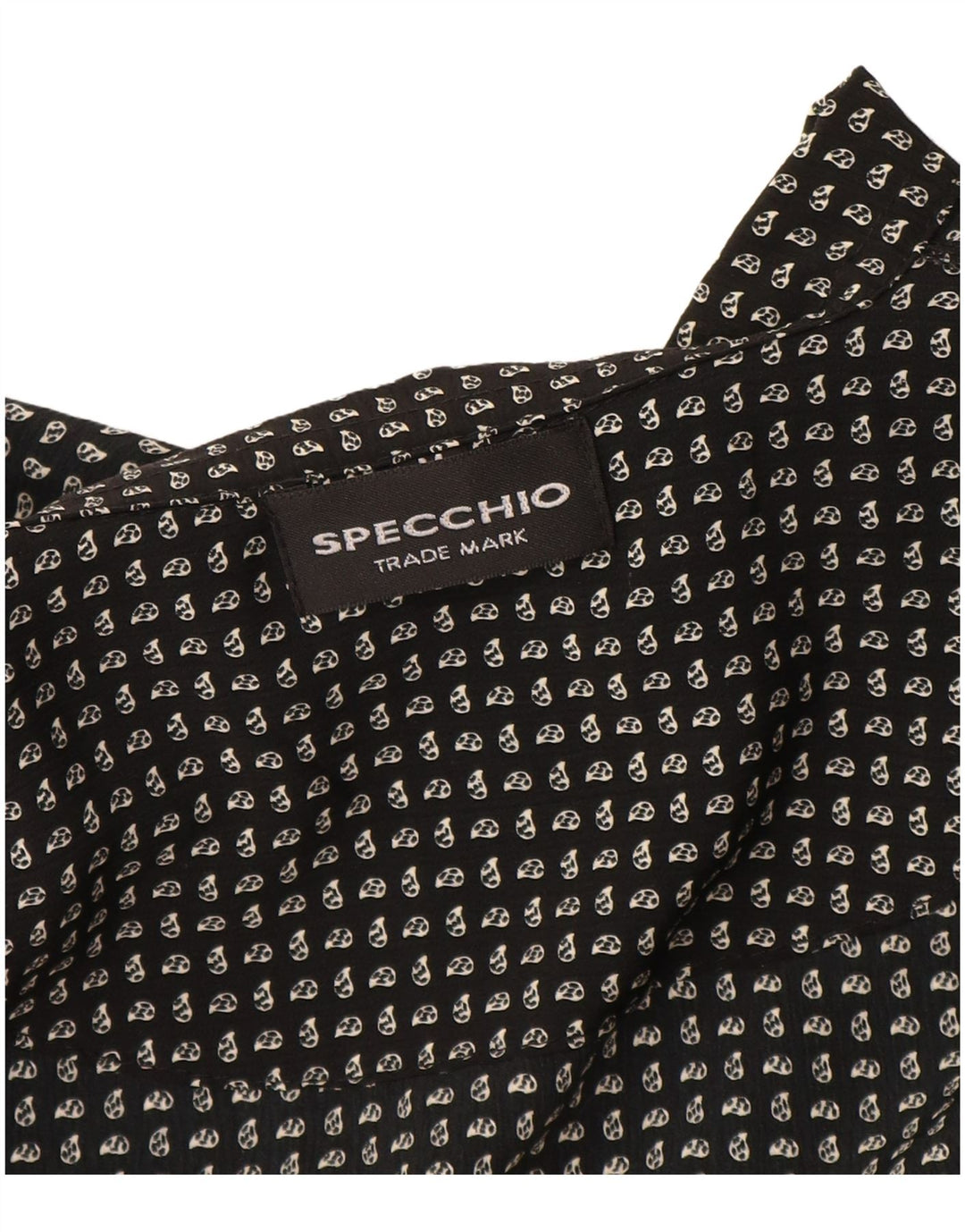 Specchio Mens Short Sleeve Shirt Large Black Paisley