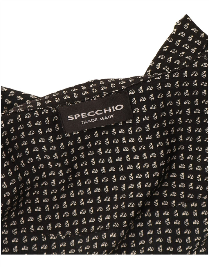 Specchio Mens Short Sleeve Shirt Large Black Paisley