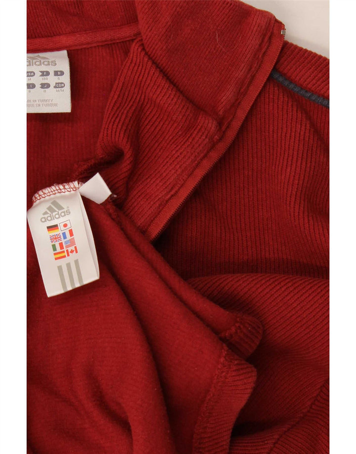Adidas Mens Zip Neck Sweatshirt Jumper Medium Red