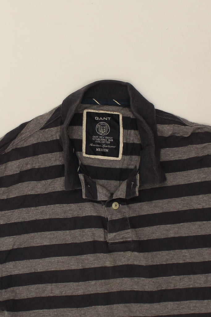 GANT Mens Polo Shirt Medium Grey Striped Cotton | Vintage Gant | Thrift | Second-Hand Gant | Used Clothing | Messina Hembry 