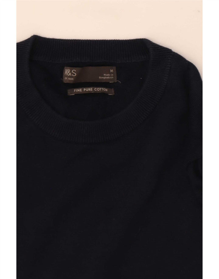 Marks & Spencer Mens Crew Neck Jumper Sweater Medium Navy Blue Cotton