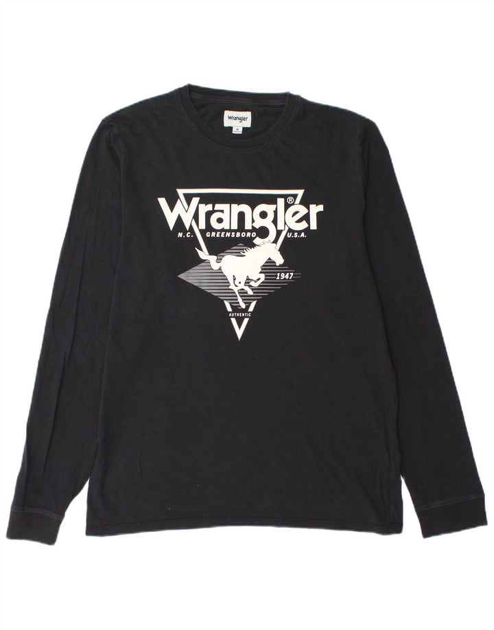 Wrangler Mens Graphic Top Long Sleeve Medium Black Cotton