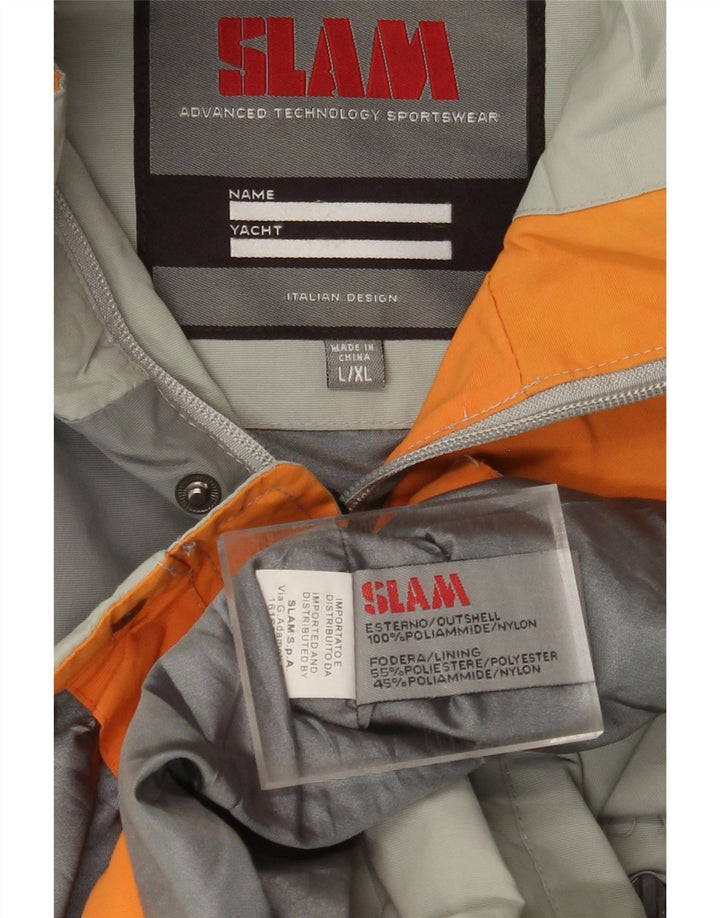 Slam Mens Hooded Rain Jacket UK 40 Large Grey Colourblock Polyamide