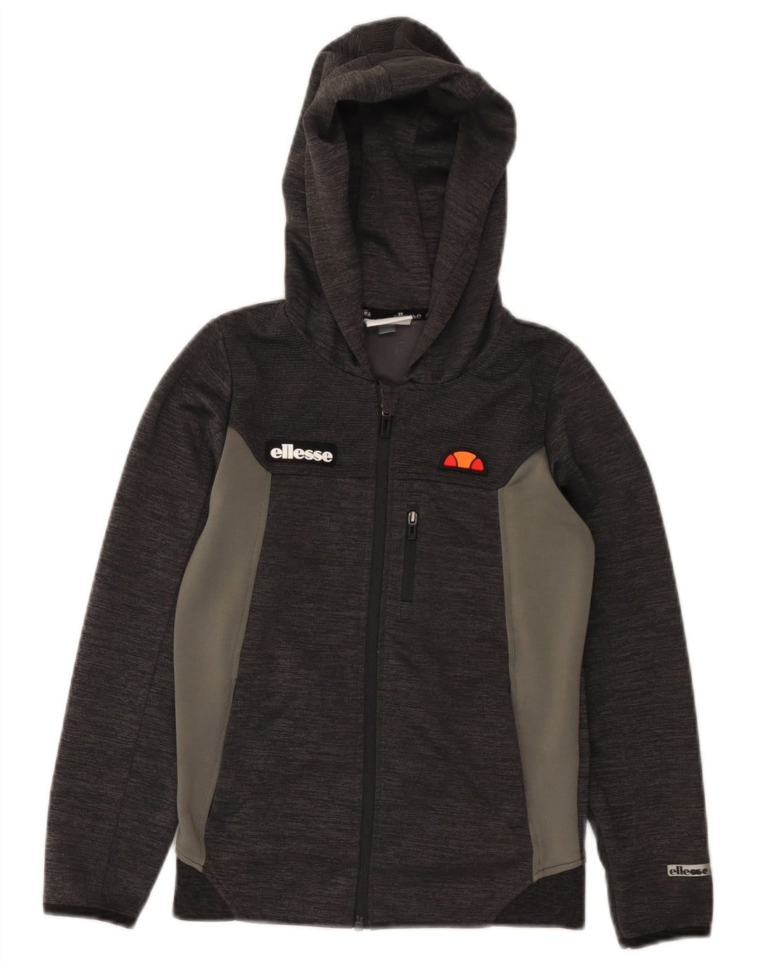 Ellesse Boys Zip Hoodie Sweater 9-10 Years Grey Colourblock Polyester