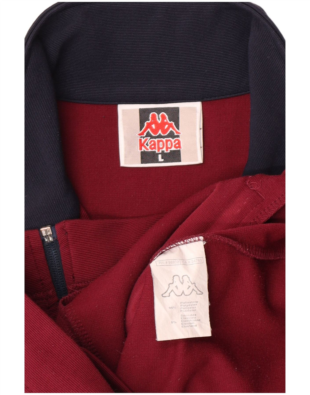 Kappa Womens Tracksuit Top Jacket UK 14 Large Maroon Colourblock Polyester