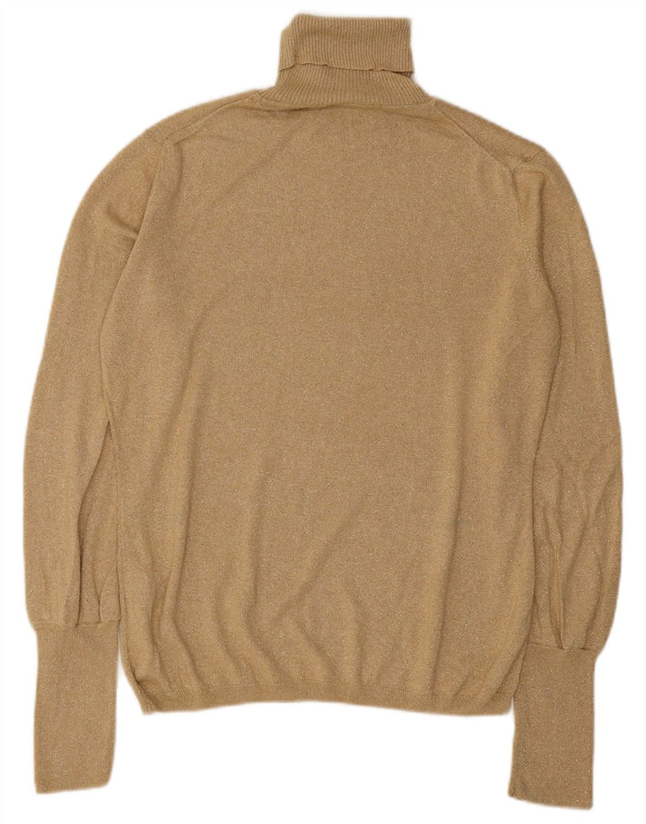 Marks & Spencer Womens Roll Neck Jumper Sweater UK 14 Large Gold Flecked