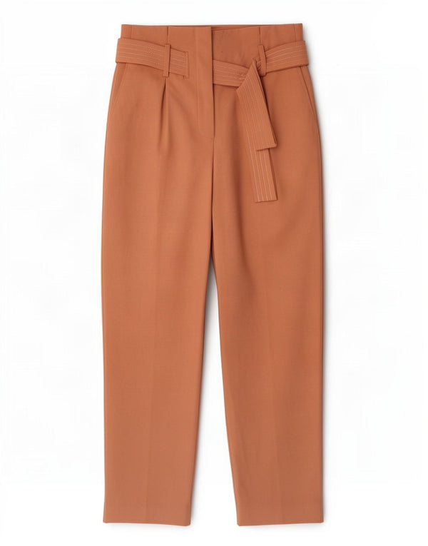 Topshop Womens High Waist Pegged Casual Trousers UK 10 Small W28 L26 Beige