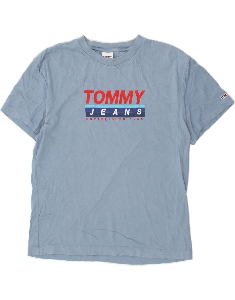 TOMMY HILFIGER Mens Graphic T-Shirt Top Small Blue Cotton Vintage Tommy Hilfiger and Second-Hand Tommy Hilfiger from Messina Hembry 