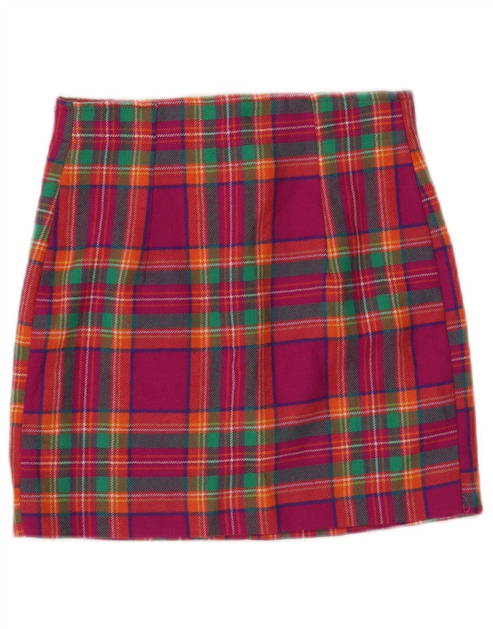 VINTAGE Womens Mini Skirt W24 XS Pink Check
