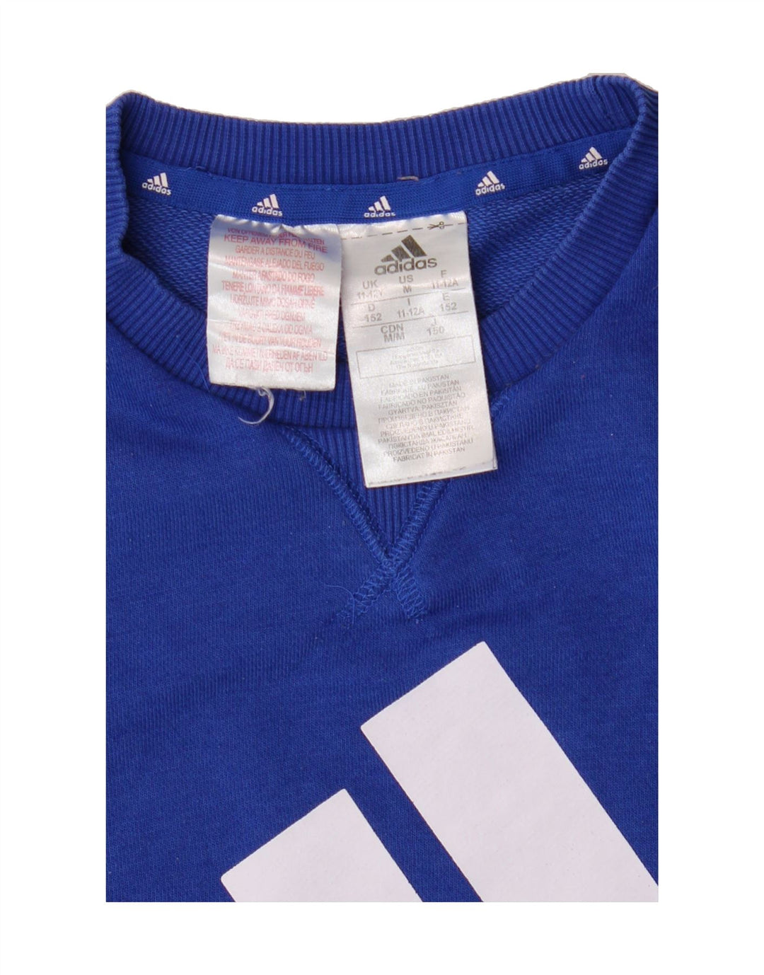 ADIDAS Boys Graphic Sweatshirt Jumper 11-12 Years Blue Cotton Vintage Adidas and Second-Hand Adidas from Messina Hembry 