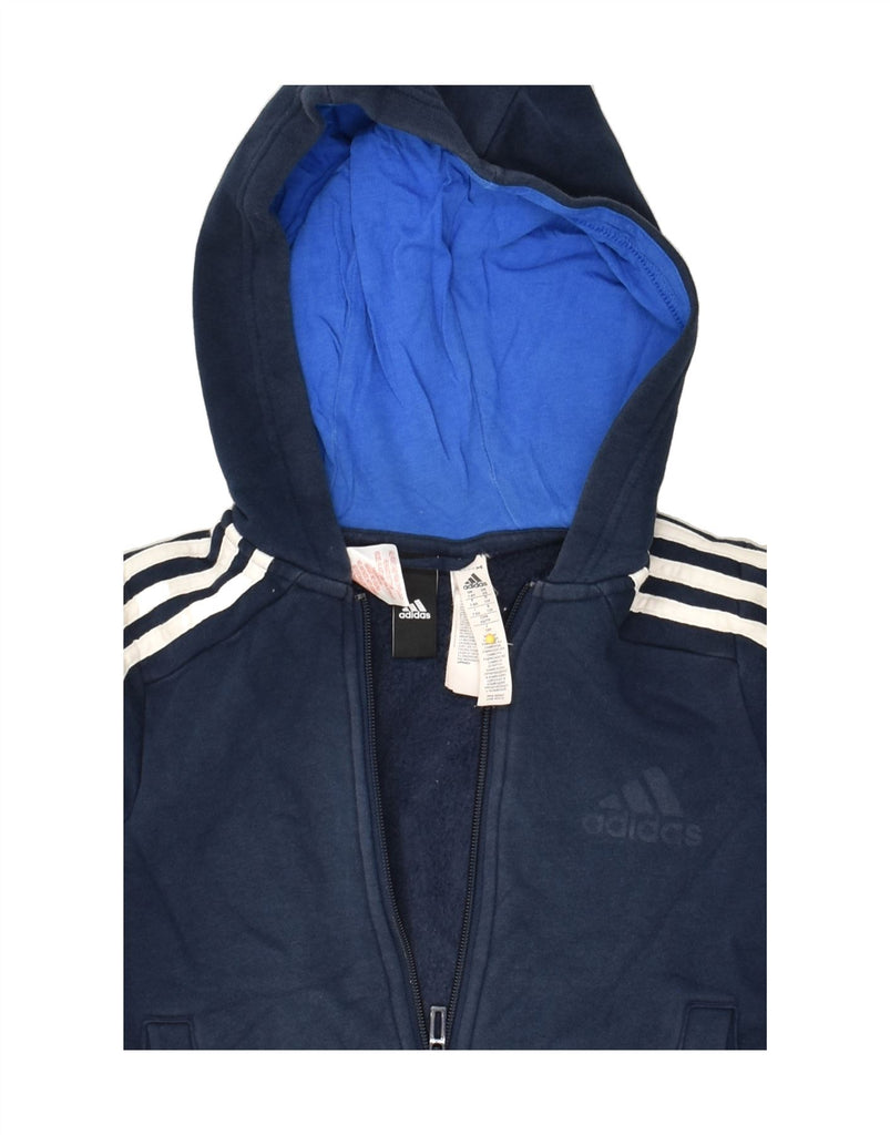 ADIDAS Boys Zip Hoodie Sweater 7-8 Years Navy Blue Cotton | Vintage Adidas | Thrift | Second-Hand Adidas | Used Clothing | Messina Hembry 