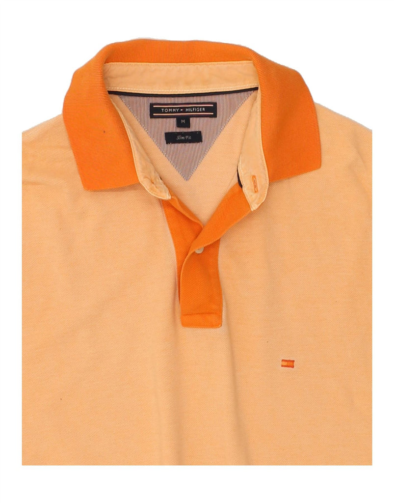 TOMMY HILFIGER Mens Slim Fit Polo Shirt Medium Orange Cotton | Vintage Tommy Hilfiger | Thrift | Second-Hand Tommy Hilfiger | Used Clothing | Messina Hembry 