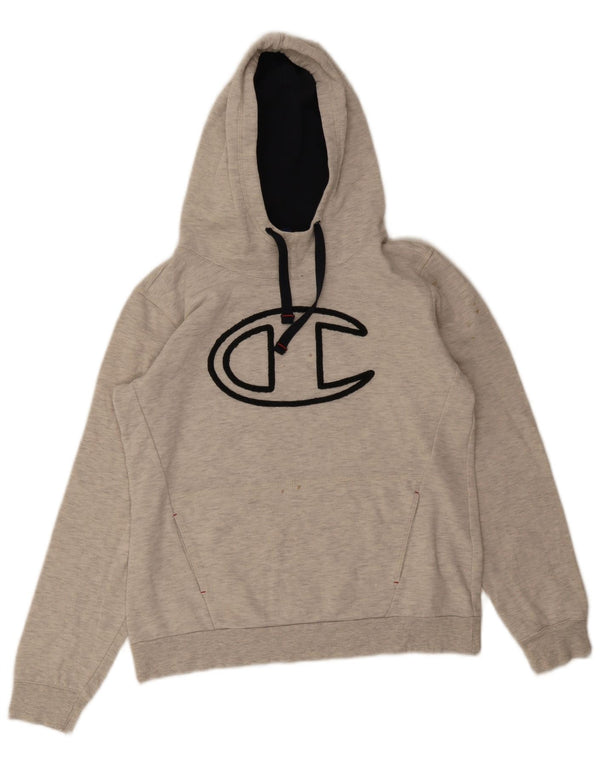 CHAMPION Boys Graphic Hoodie Jumper 11-12 Years Grey Flecked